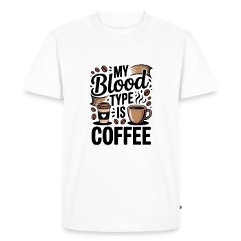 Groupe sanguin Café Café Amateur de Dire - T-shirt Premium bio Homme - blanc - Devant - Nico (187cm)