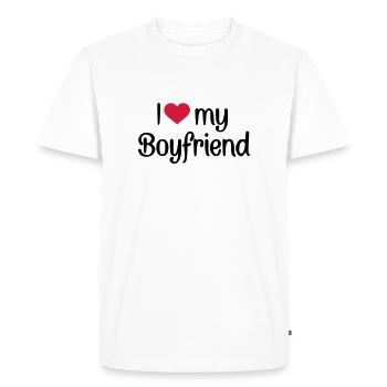 I love my boyfriend - Männer Premium Bio T-Shirt - Weiß - Vorne - Nico (187cm)