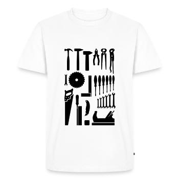 Outils bricolage Menuisier Charpentier - T-shirt Premium bio Homme - blanc - Devant - Nico (187cm)