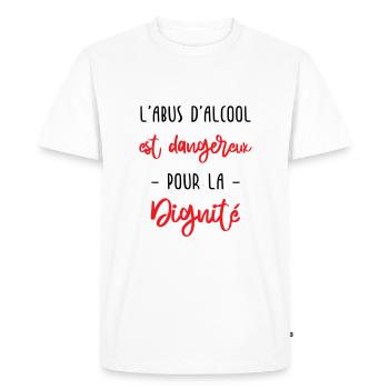 l'abus d'alcool est dangereux pour la dignité - T-shirt Premium bio Homme - blanc - Devant - Nico (187cm)