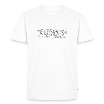 Berlin Graffiti Lettering - Semi Wildstyle - Men's Premium Organic T-Shirt - white - Front - Nico (187cm)