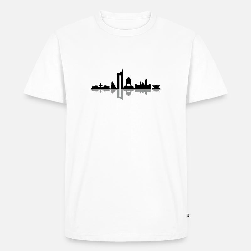 Skyline - Leipzig - Männer Premium Bio T-Shirt - Weiß
