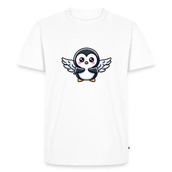 Celestial penguin flapping wings in the freezing cold - Men's Premium Organic T-Shirt - white - Front - Nico (187cm)