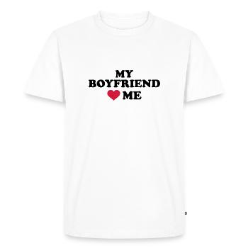 My boyfriend loves me - T-shirt Premium bio Homme - blanc - Devant - Nico (187cm)