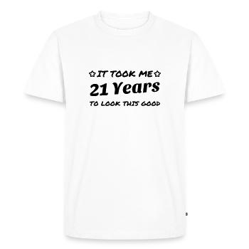 21 / anniversaire / Sport / Fête / vingt et un - T-shirt Premium bio Homme - blanc - Devant - Nico (187cm)