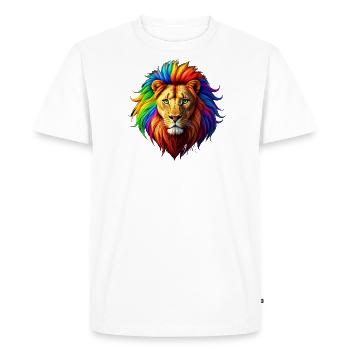 Crinière arc-en-ciel de lion - T-shirt Premium bio Homme - blanc - Devant - Nico (187cm)