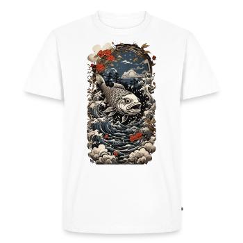 Vintage Fish Japan Tattoo Art et Angler Design - T-shirt Premium bio Homme - blanc - Devant - Nico (187cm)