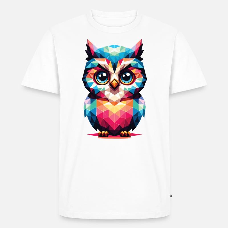 Polygon Eule geometrisch - Männer Premium Bio T-Shirt - Weiß