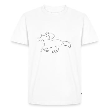 Cheval de trot avec jockey galopant une ligne - T-shirt Premium bio Homme - blanc - Devant - Nico (187cm)