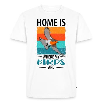Observation des oiseaux Oiseaux Observation des oiseaux Oiseaux - T-shirt Premium bio Homme - blanc - Devant - Nico (187cm)
