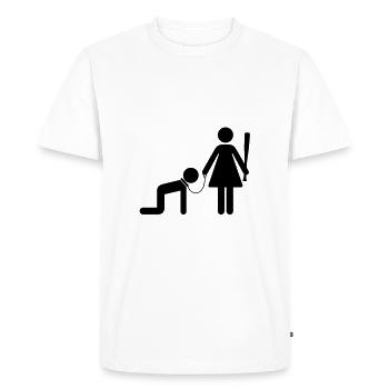 Eine Frau hält einen Mann als Sklave - Männer Premium Bio T-Shirt - Weiß - Vorne - Nico (187cm)