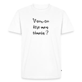 Veux-tu être mon témoin ? - T-shirt Premium bio Homme - blanc - Devant - Nico (187cm)
