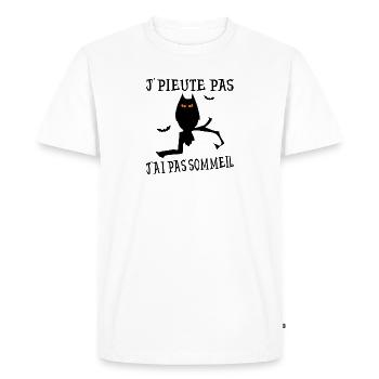 J'PIEUTE PAS J'AI PAS SOMMEIL ! - T-shirt Premium bio Homme - blanc - Devant - Nico (187cm)