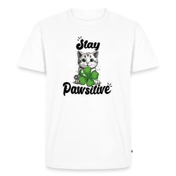 Restez Pawsitive - T-shirt Premium bio Homme - blanc - Devant - Nico (187cm)
