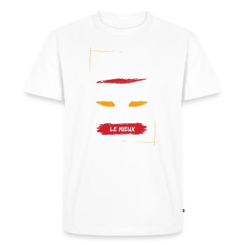Soyez optimistes et tout ira pour le mieux - T-shirt Premium bio Homme - blanc - Devant - Nico (187cm)
