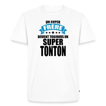 un super frère devient toujours un super tonton - T-shirt Premium bio Homme - blanc - Devant - Nico (187cm)