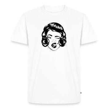 Femme fumeuse. - T-shirt Premium bio Homme - blanc - Devant - Nico (187cm)