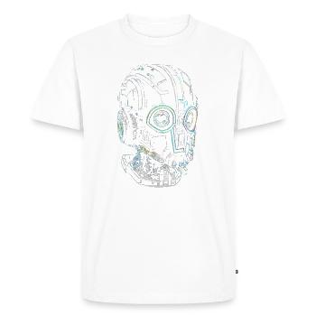 Cyberpunk Robot Head - T-shirt Premium bio Homme - blanc - Devant - Nico (187cm)