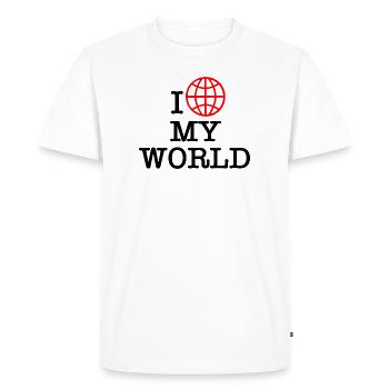 I love my world - Men's Premium Organic T-Shirt - white - Front - Nico (187cm)
