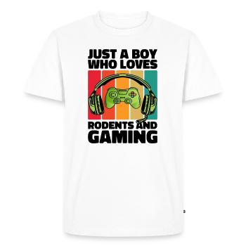 Gamer et Rongeurs : Jeux Vidéo et Aventure Agile - T-shirt Premium bio Homme - blanc - Devant - Nico (187cm)