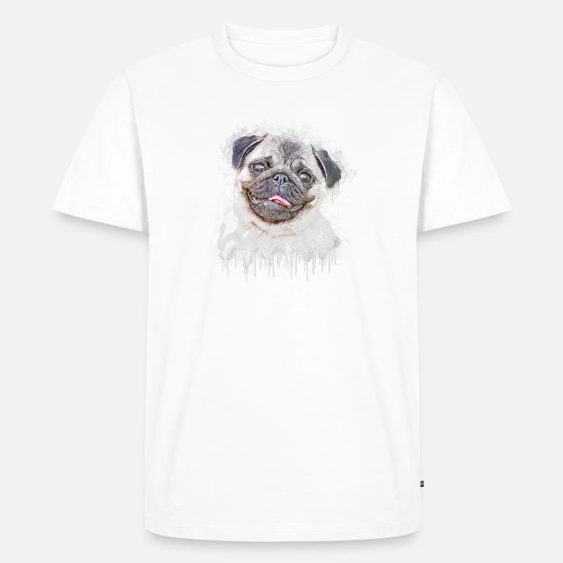 Mops - Ekologiczna koszulka męska Premium - biały