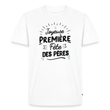 premiere fete des peres - T-shirt Premium bio Homme - blanc - Devant - Nico (187cm)