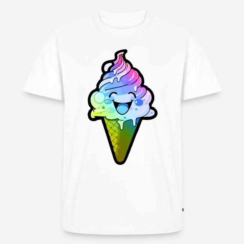Ice Cream Comic Bunt - Männer Premium Bio T-Shirt - Weiß