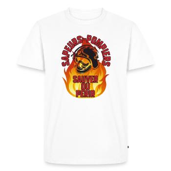 Sapeurs-pompiers sauver ou périr - T-shirt Premium bio Homme - blanc - Devant - Nico (187cm)