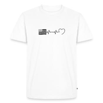 heartbeat brittany man humor breton funny - Men's Premium Organic T-Shirt - white - Front - Nico (187cm)