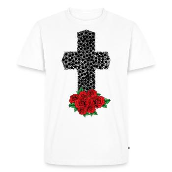Croix Mort Jésus pandémie Dieu prière Bible - T-shirt Premium bio Homme - blanc - Devant - Nico (187cm)