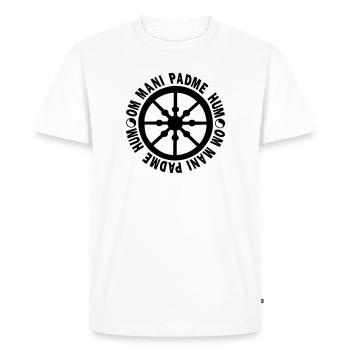 Roue de la vie avec mantra "om mani padme hum" - T-shirt Premium bio Homme - blanc - Devant - Nico (187cm)