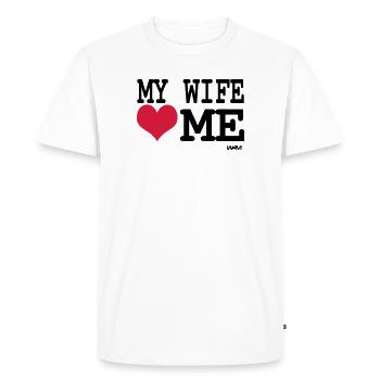 ma femme m'aime par wam - T-shirt Premium bio Homme - blanc - Devant - Nico (187cm)
