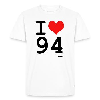 i love 94 Val de Marne - couleurs personnalisables - T-shirt Premium bio Homme - blanc - Devant - Nico (187cm)