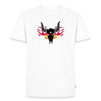 Bull skull with flames - Men's Premium Organic T-Shirt - white - Front - Nico (187cm)