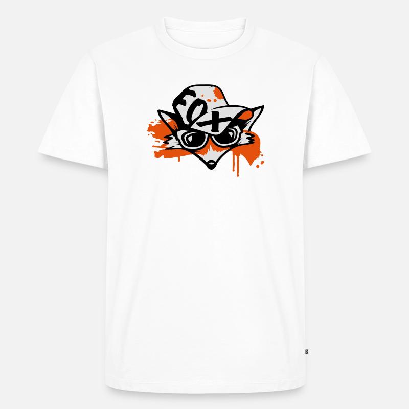 Fuchs mit Baseballkappe - Männer Premium Bio T-Shirt - Weiß