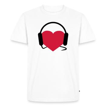 Musiclover | Herz | Heart | Kopfhörer | Musik | - T-shirt Premium bio Homme - blanc - Devant - Nico (187cm)