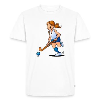 Full Color Field Hockey Girl Design - Men's Premium Organic T-Shirt - white - Front - Nico (187cm)