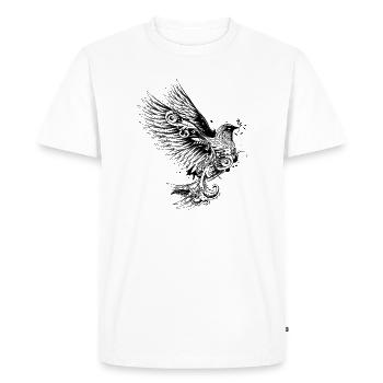 un pigeon avec la branche dans son bec - T-shirt Premium bio Homme - blanc - Devant - Nico (187cm)