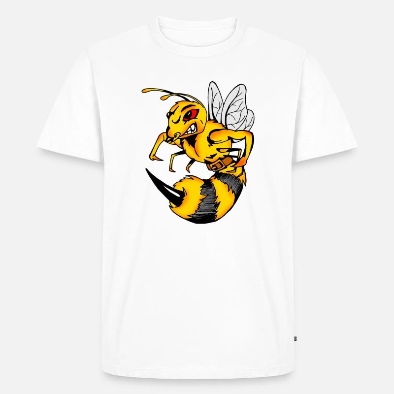 Aggressive Comic-Wespe mit Stachel - Männer Premium Bio T-Shirt - Weiß