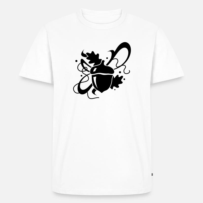 Eichel mit Eichenblätter - Männer Premium Bio T-Shirt - Weiß