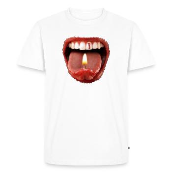 Date of birth 1 - tongue teeth - Men's Premium Organic T-Shirt - white - Front - Nico (187cm)