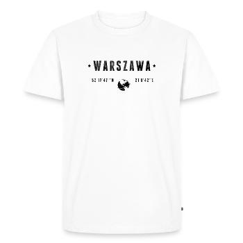 Warszawa Coordonnées Géographiques Stylisées - T-shirt Premium bio Homme - blanc - Devant - Nico (187cm)