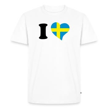I love Sweden - J'aime la Suède - T-shirt Premium bio Homme - blanc - Devant - Nico (187cm)