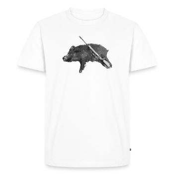 Tee-shirt Sanglier personnalisé avec votre texte - T-shirt Premium bio Homme - blanc - Devant - Nico (187cm)