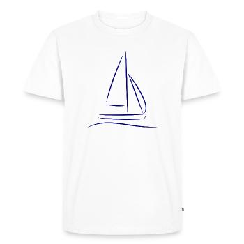 Segelboot Silhouette – Maritimes Design Blau - Männer Premium Bio T-Shirt - Weiß - Vorne - Nico (187cm)