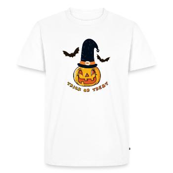citrouille d'Halloween chauve-souris, sorcière, Trick or Treat - T-shirt Premium bio Homme - blanc - Devant - Nico (187cm)
