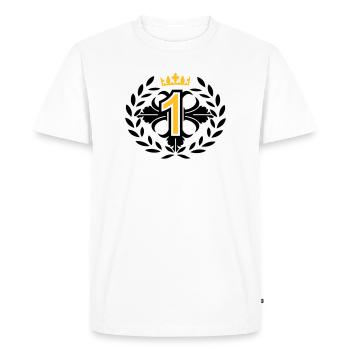 Le numéro un avec une couronne de laurier et la - T-shirt Premium bio Homme - blanc - Devant - Nico (187cm)