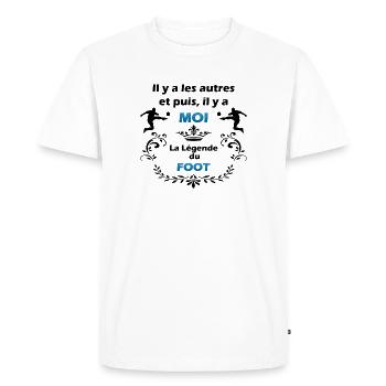 LA LEGENDE DU FOOT - T-shirt Premium bio Homme - blanc - Devant - Nico (187cm)