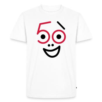 50 ans et toujours frais! - T-shirt Premium bio Homme - blanc - Devant - Nico (187cm)