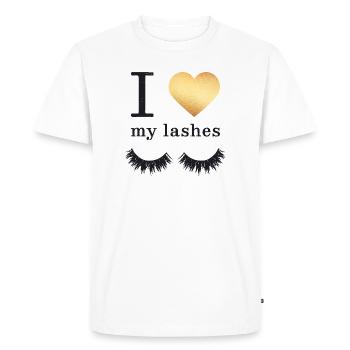 I love my Lashes - Men's Premium Organic T-Shirt - white - Front - Nico (187cm)
